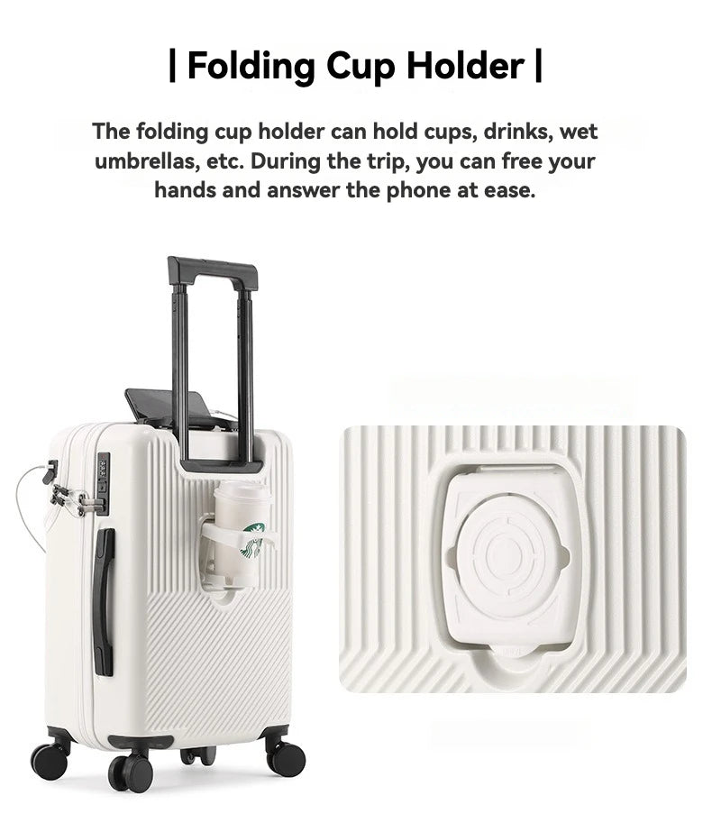 Premium Front-Open Smart Luggage with USB Charging – Large Capacity Travel Suitcase (20”/22”/24”/26”)