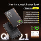 3 In 1 Magnetic Power Bank battery QI 15W Wireless Fast Charing for iPhone 12-17 Pro