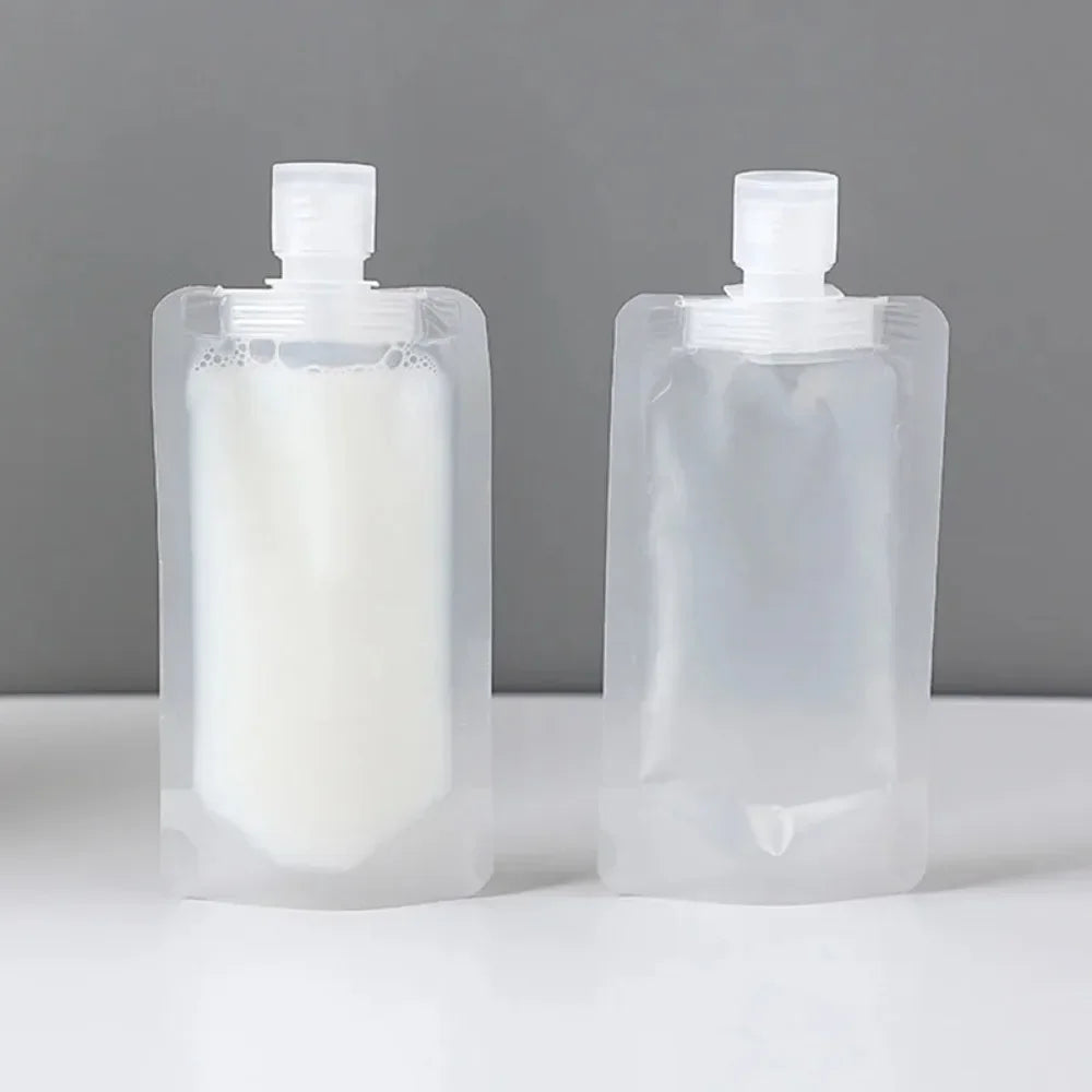 5Pcs Travel Bottles Set – Refillable Squeeze Pouches for Shampoo, Lotion & Liquid Toiletries