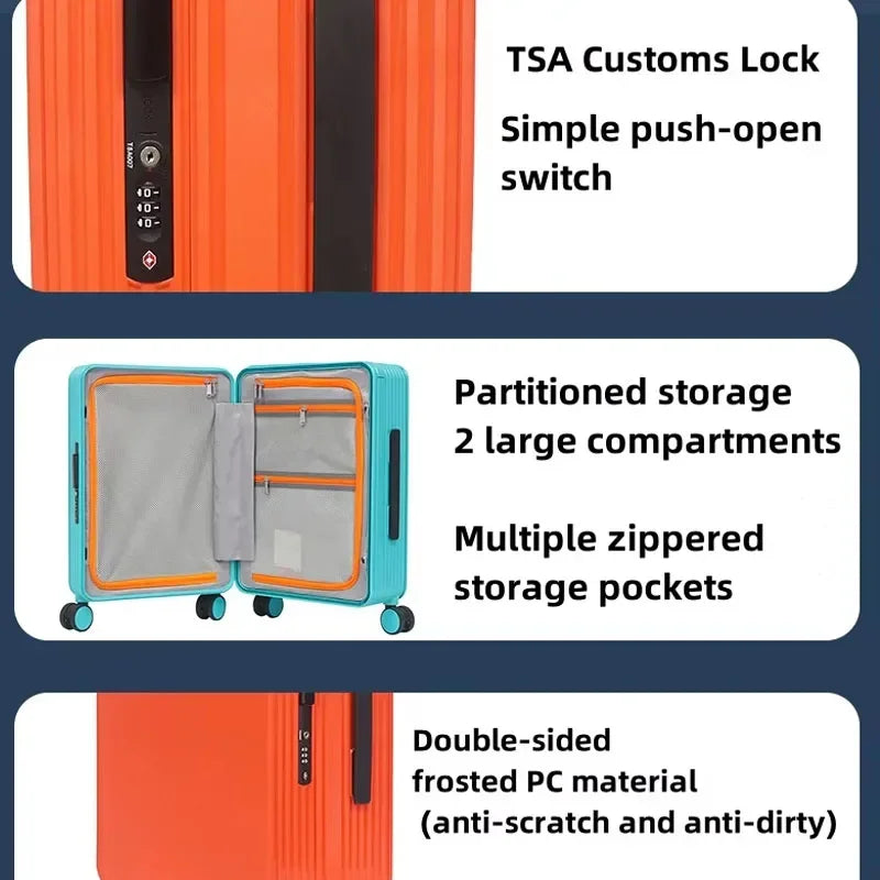 BunnyFly Luggage Trendy Wide Trolley Spinner Outdoor Large Capacity Travel  Suitcase Luggage Universal Wheel Carry on Suitcase