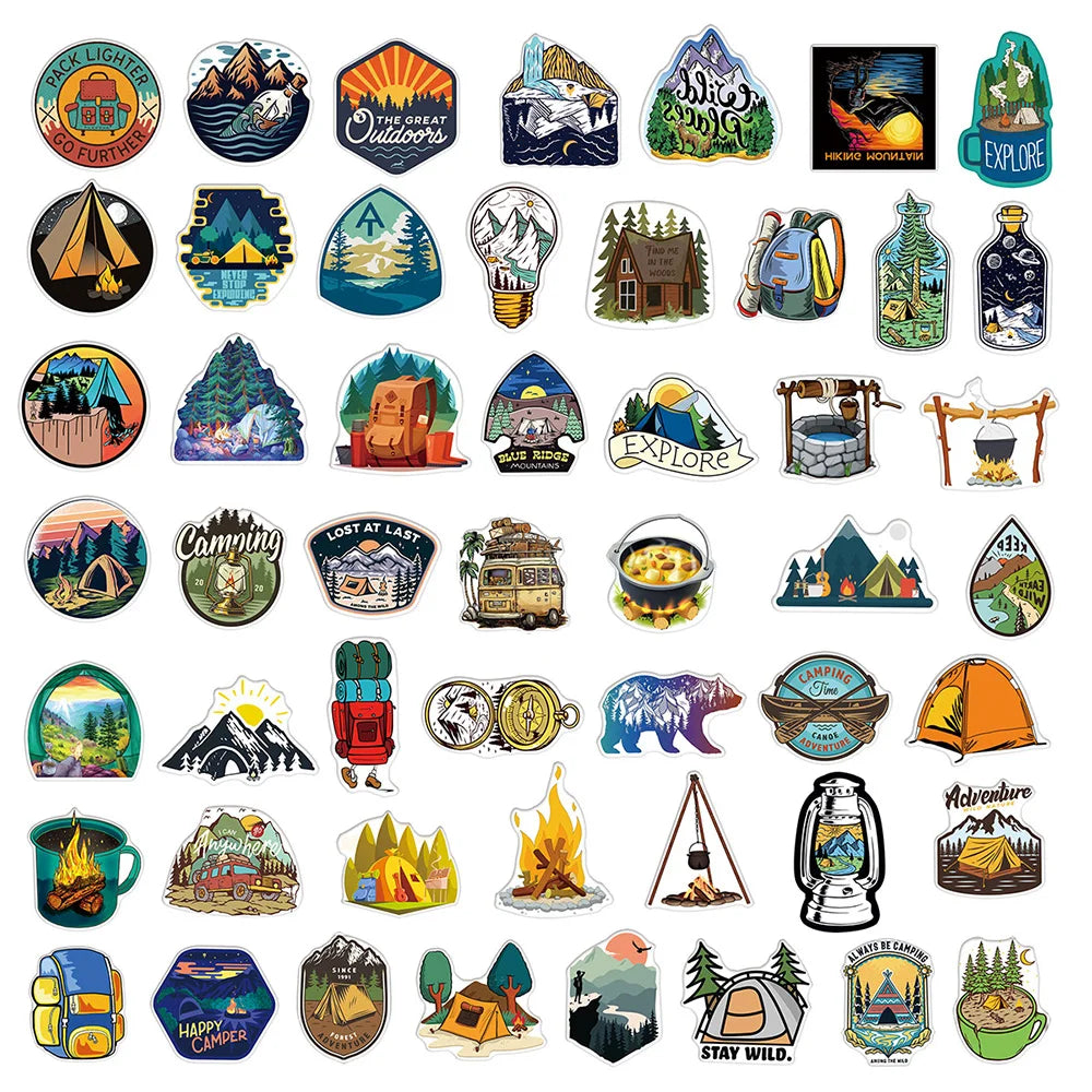 Adventure Travel Stickers – Camping & Outdoor Luggage Decals
