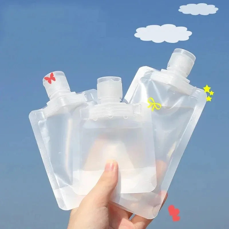 5Pcs Travel Bottles Set – Refillable Squeeze Pouches for Shampoo, Lotion & Liquid Toiletries