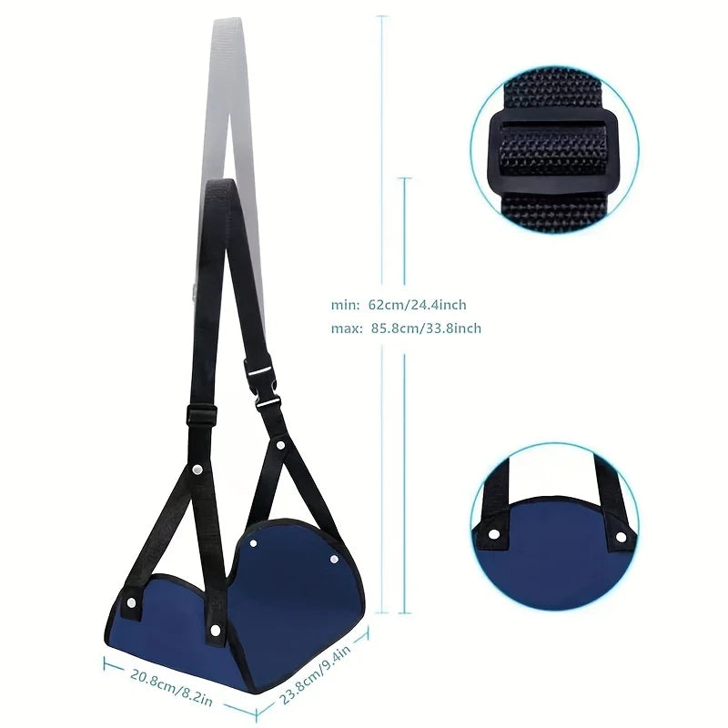 Airplane Footrest with Adjustable Strap – Portable Hammock Leg Rest for Flights & Long Travel