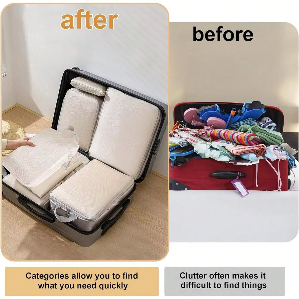 4/6 pcs Compressible Packing Travel Storage Bag Cubes Waterproof Suitcase Nylon Portable With Handbag Luggage Organizer Ryanai