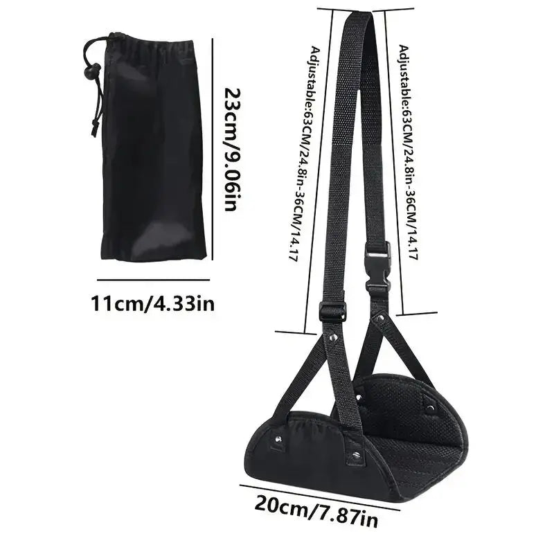 Airplane Footrest with Adjustable Strap – Portable Hammock Leg Rest for Flights & Long Travel