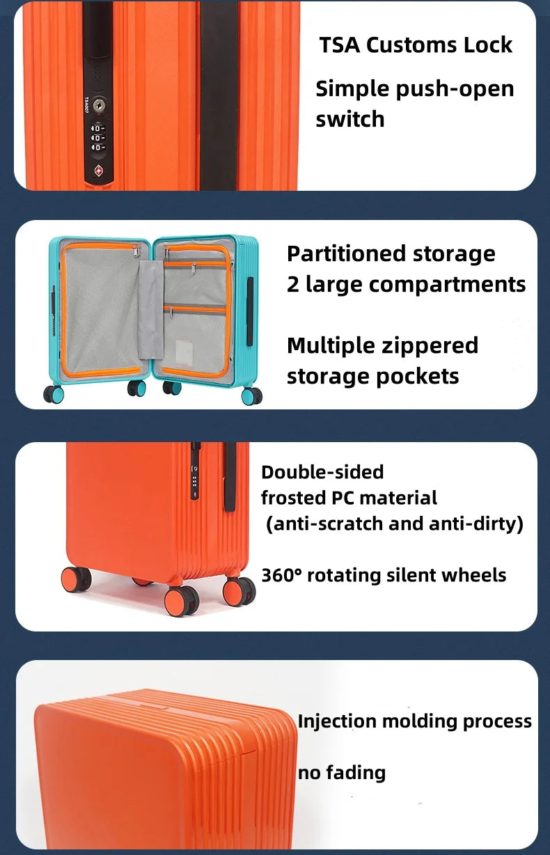 BunnyFly Luggage Trendy Wide Trolley Spinner Outdoor Large Capacity Travel  Suitcase Luggage Universal Wheel Carry on Suitcase