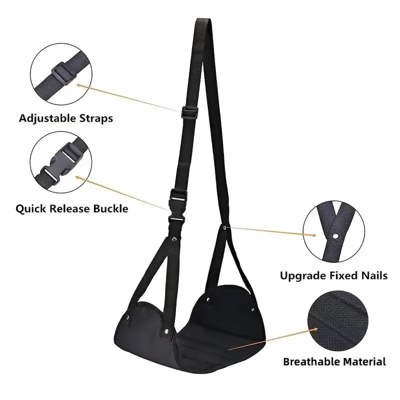 Airplane Footrest with Adjustable Strap – Portable Hammock Leg Rest for Flights & Long Travel