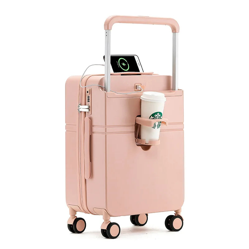 2024 Wide-Handle Smart Suitcase – USB Charging, Large Capacity, Lightweight Travel Luggage (20/24/26")