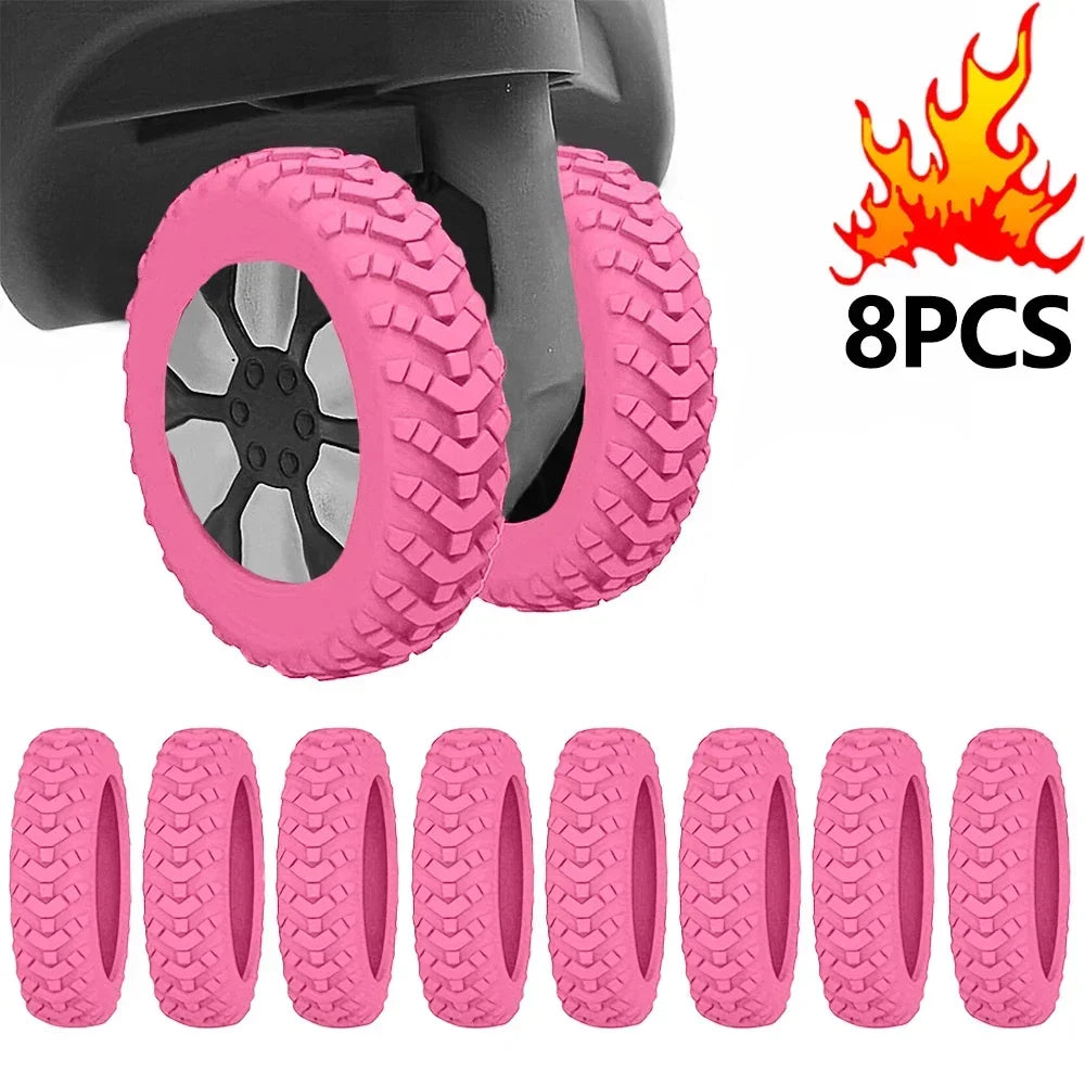 Silicone Luggage Wheel Protectors – Noise-Reducing Caster Covers (8pcs)