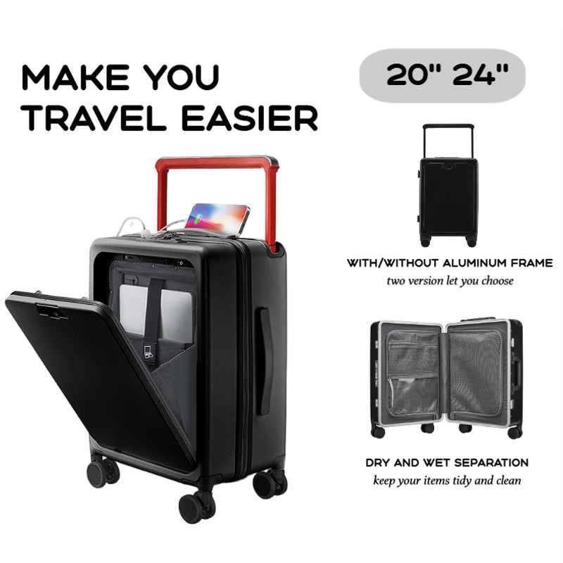 Smart USB-Charging Travel Suitcase Set – Lightweight & Durable (20” / 24”)