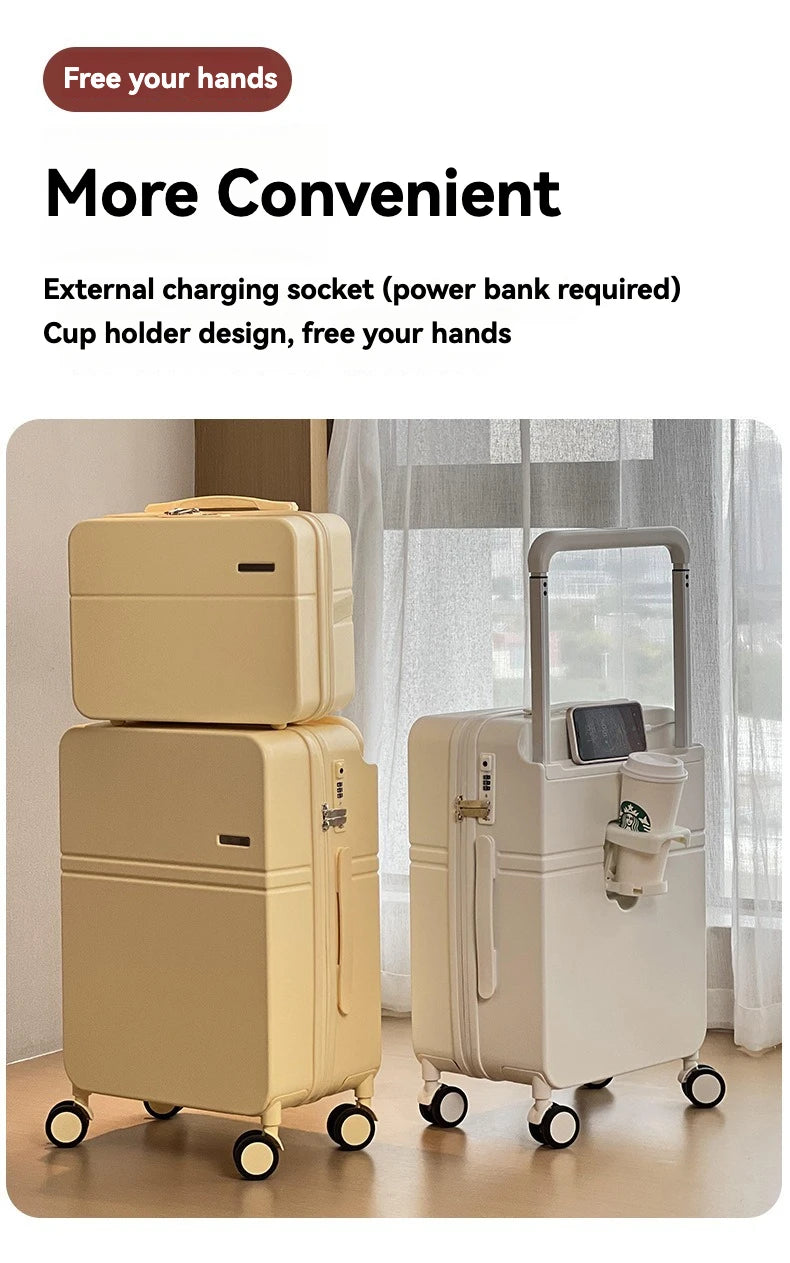 2024 Wide-Handle Smart Suitcase – USB Charging, Large Capacity, Lightweight Travel Luggage (20/24/26")