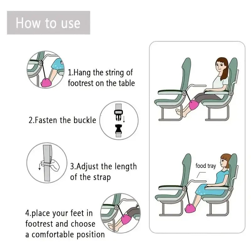 Airplane Footrest with Adjustable Strap – Portable Hammock Leg Rest for Flights & Long Travel