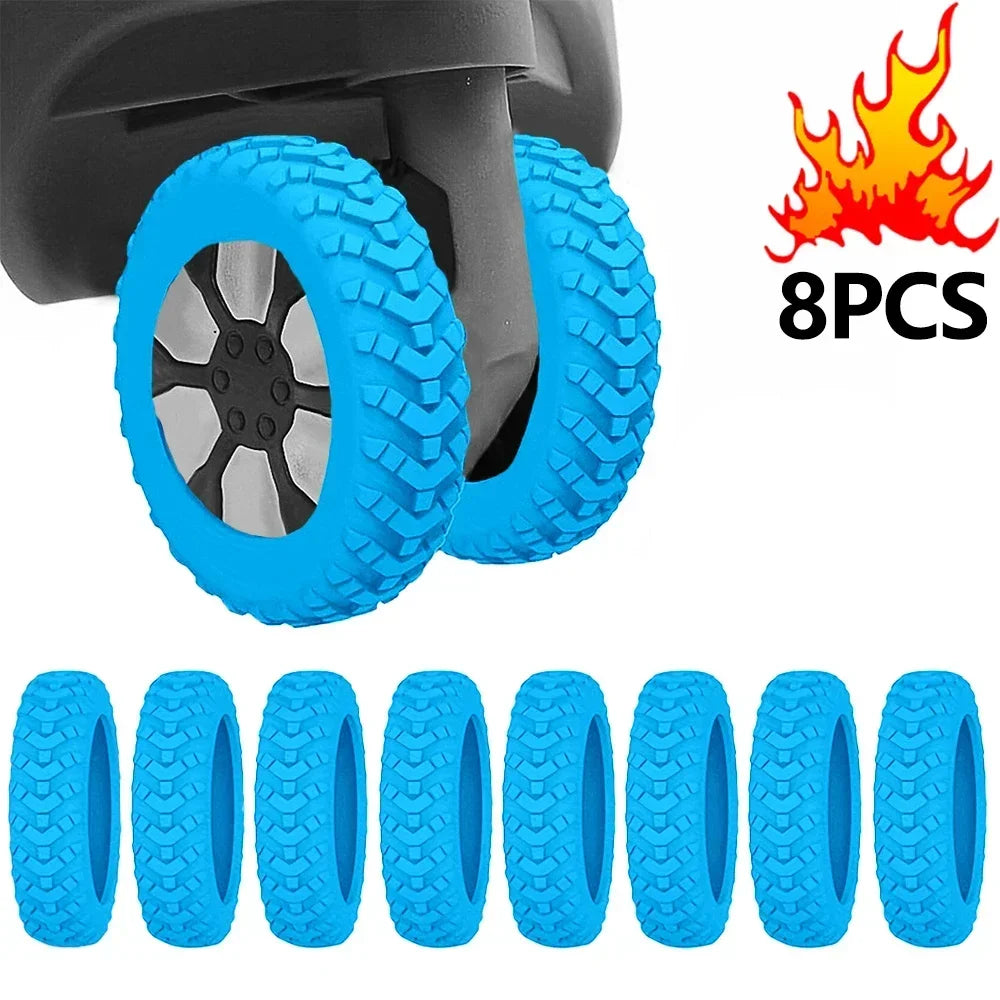 Silicone Luggage Wheel Protectors – Noise-Reducing Caster Covers (8pcs)