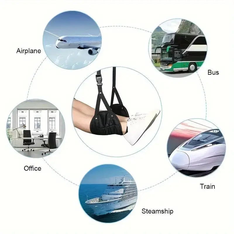 Airplane Footrest with Adjustable Strap – Portable Hammock Leg Rest for Flights & Long Travel