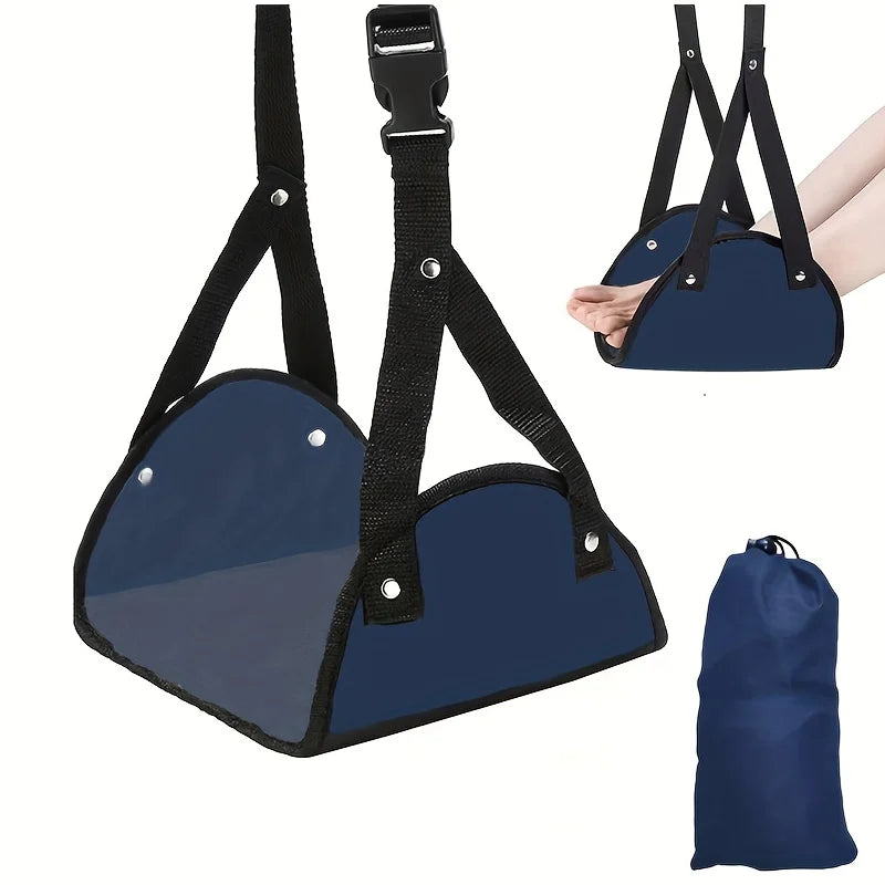 Airplane Footrest with Adjustable Strap – Portable Hammock Leg Rest for Flights & Long Travel