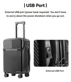 Premium Front-Open Smart Luggage with USB Charging – Large Capacity Travel Suitcase (20”/22”/24”/26”)