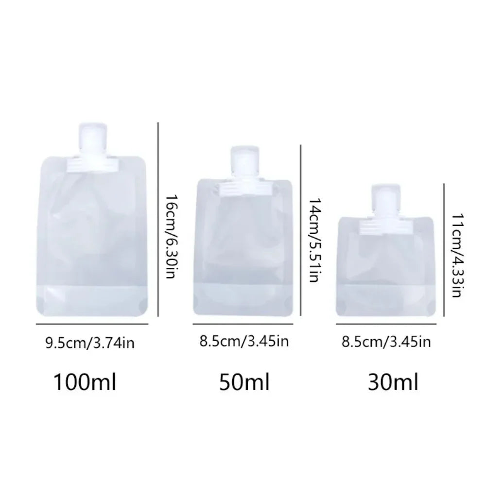 5Pcs Travel Bottles Set – Refillable Squeeze Pouches for Shampoo, Lotion & Liquid Toiletries