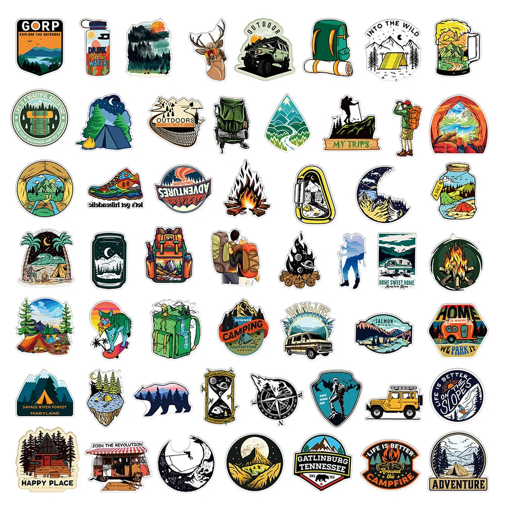 Adventure Travel Stickers – Camping & Outdoor Luggage Decals