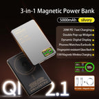 3 In 1 Magnetic Power Bank battery QI 15W Wireless Fast Charing for iPhone 12-17 Pro