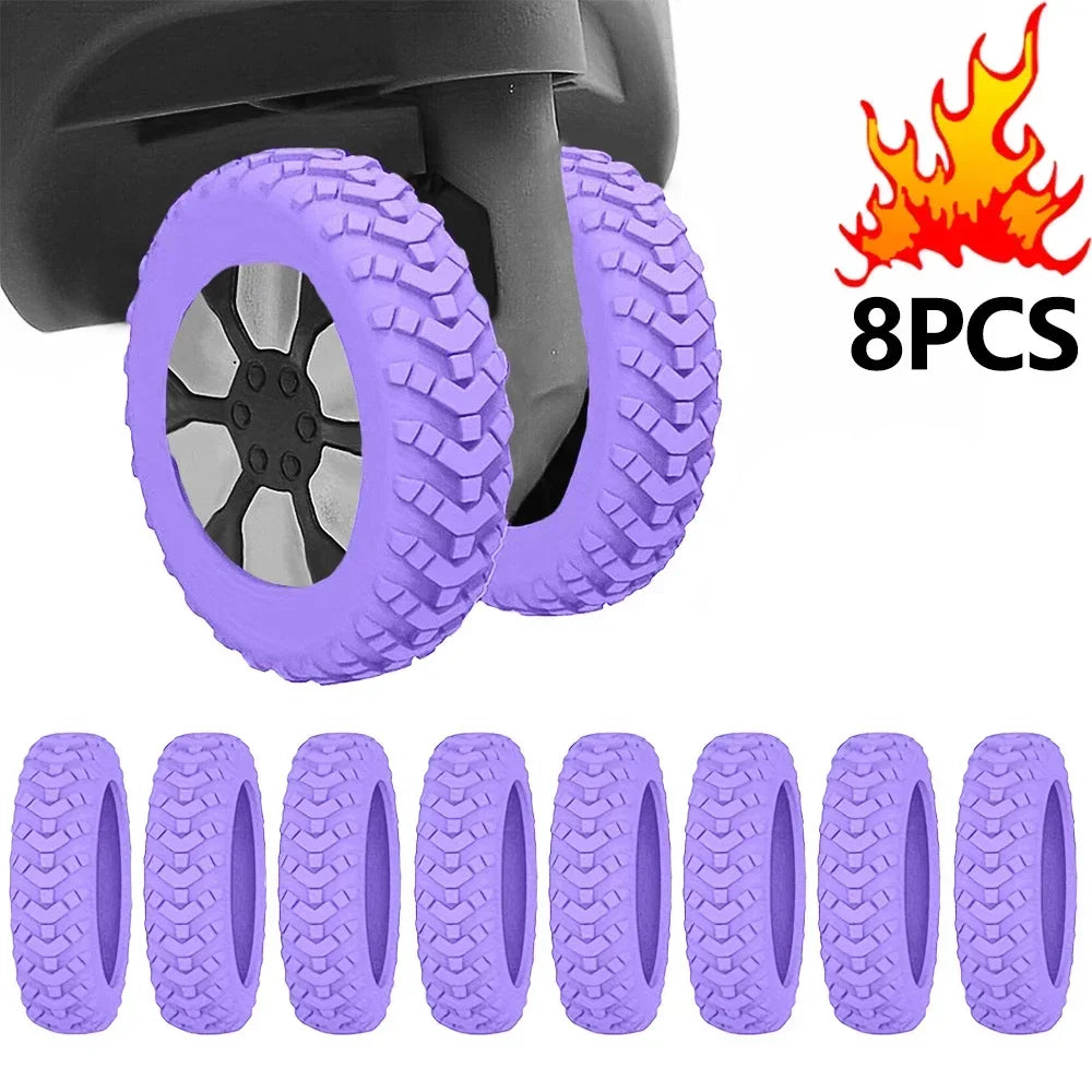 Silicone Luggage Wheel Protectors – Noise-Reducing Caster Covers (8pcs)